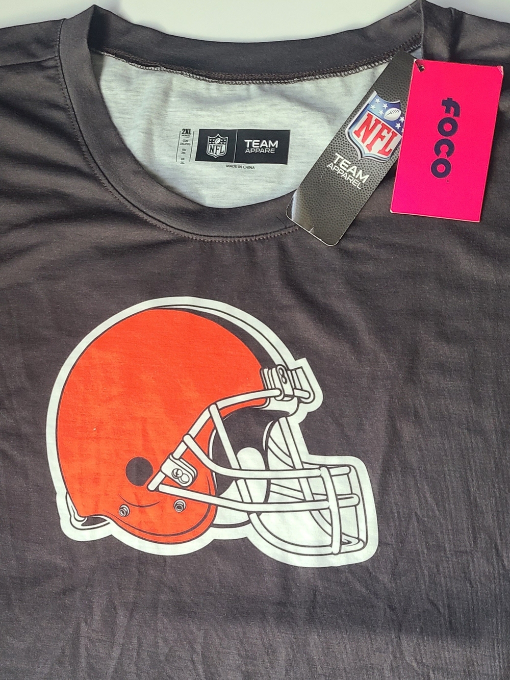 NFL Team Apparel Cleveland Browns Helmet Tee - Charcoal & Orange